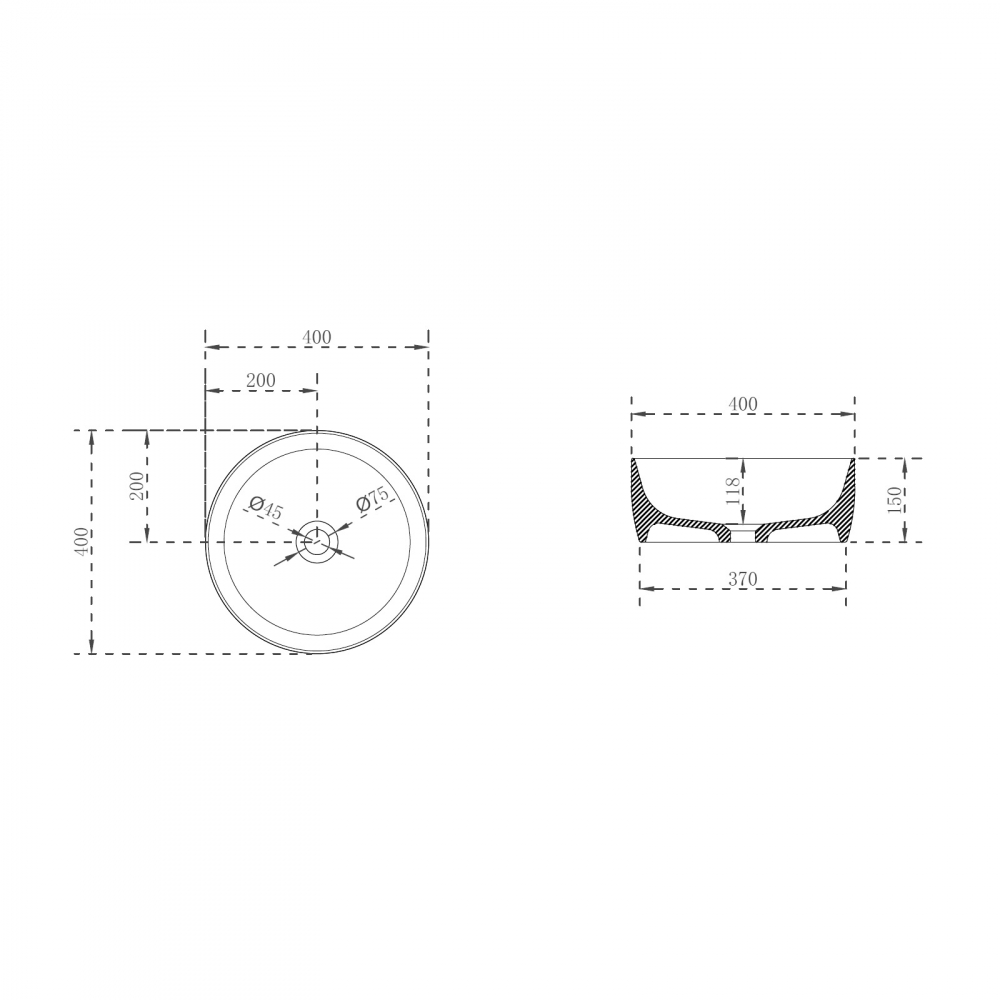 Раковина накладная 40см ABBER Kristall AT2804Opal коричневый