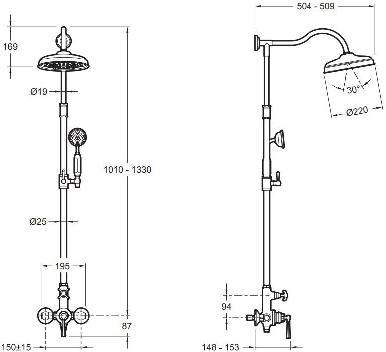 Душевая стойка Jacob Delafon Cleo 1889 E24311-CP