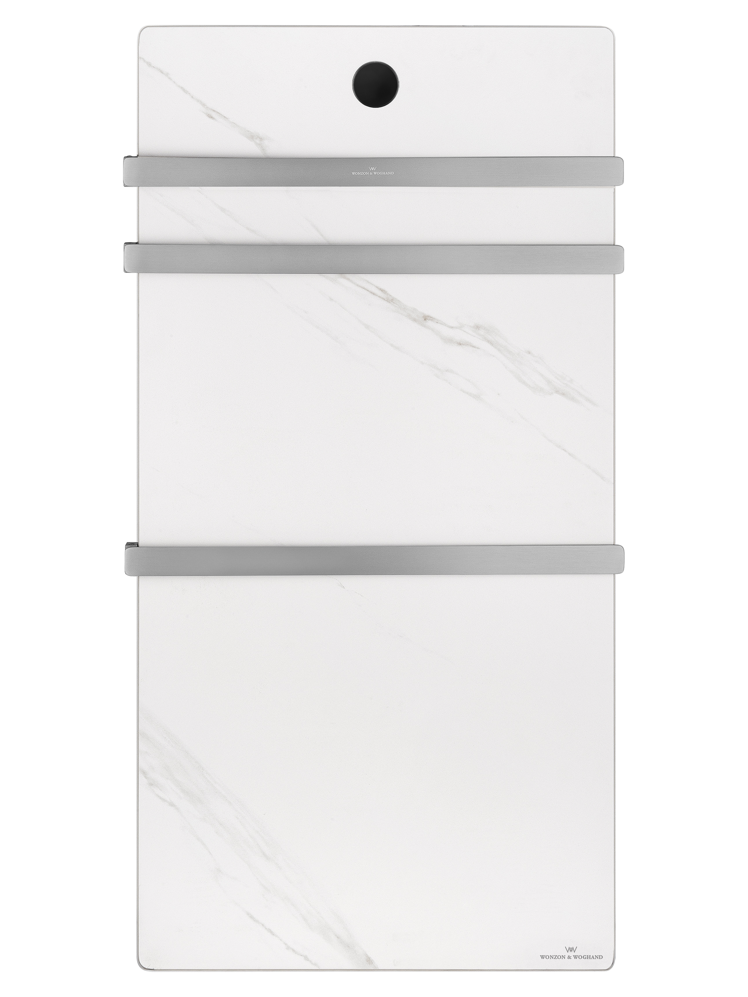 Полотенцесушитель электрический с каменной плитой Белый мрамор WONZON & WOGHAND STUTTGART, Брашированный никель (WW-A503-BR)
