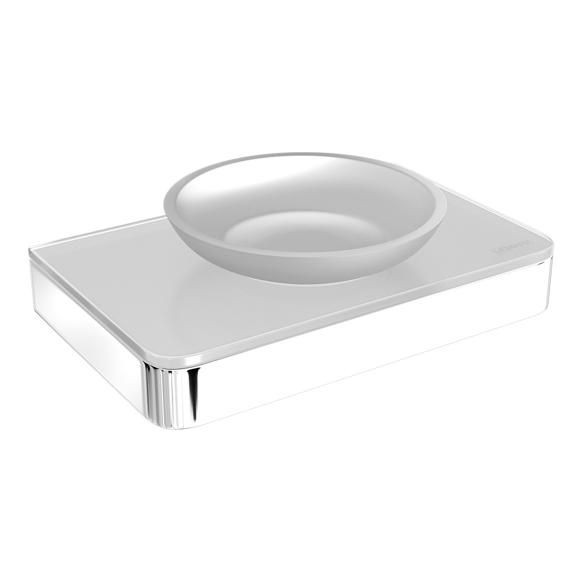 Мыльница Lemark GLASS LINE 9741037 с держателем, хром/белое стекло