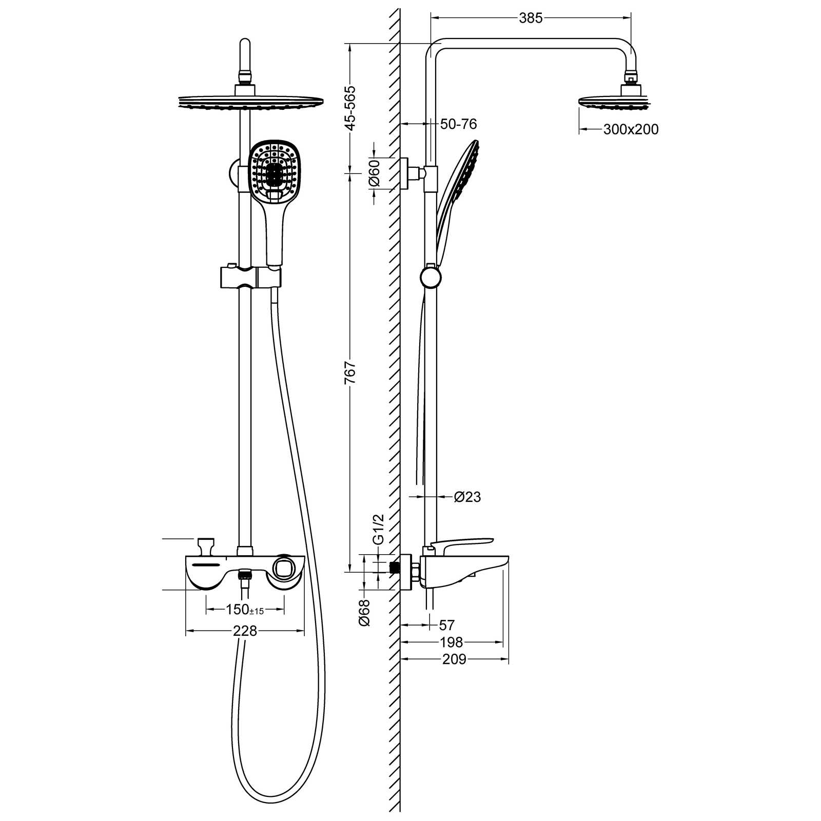 Душевая стойка Timo Helmi SX-1170/03 черный матовый