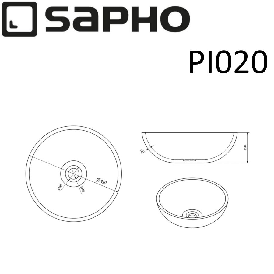 Раковина накладная 41см SAPHO PRIORI PI020 синий