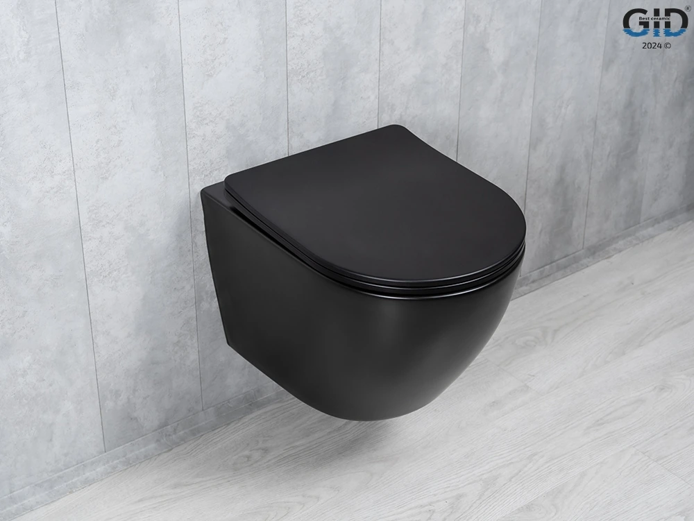 Унитаз подвесной безободковый GID Tr2122TF-Bm черный матовый, с сиденьем микролифт