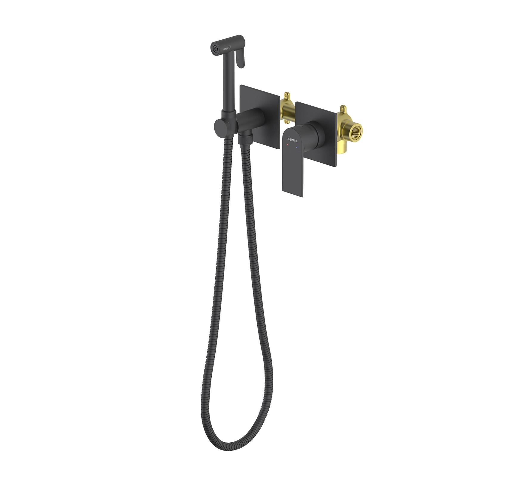 Гигиенический душ со смесителем Aquatek Лира AQ1420MB черный матовый