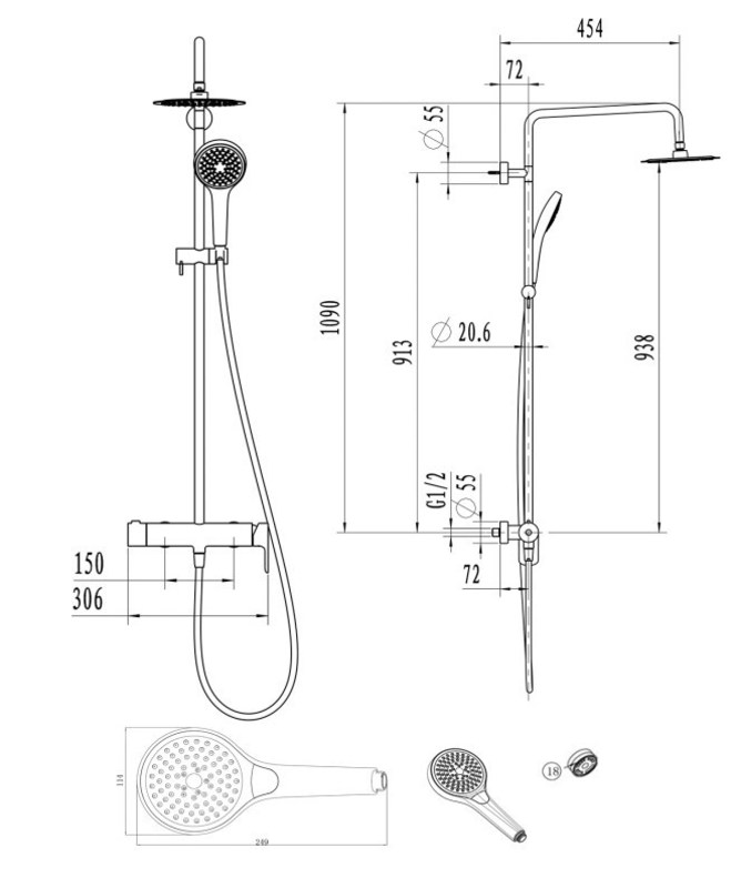 Душевая стойка Villeroy&Boch Embrace TVS1082000361 хром