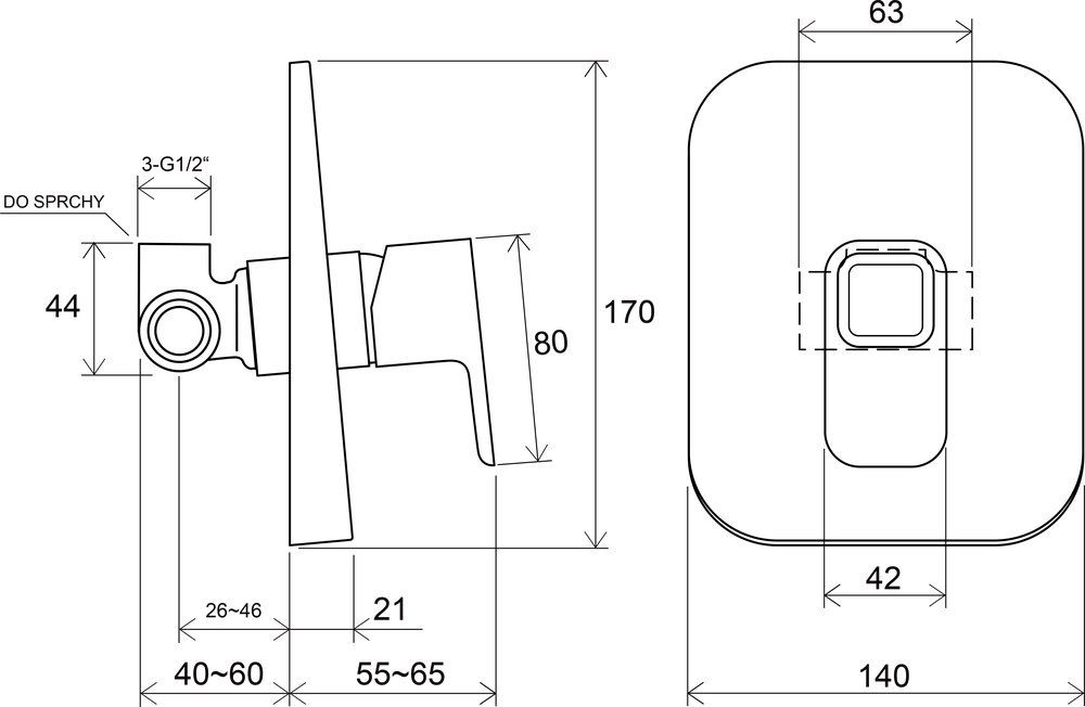 Смеситель для душа Ravak 10° X070069 хром