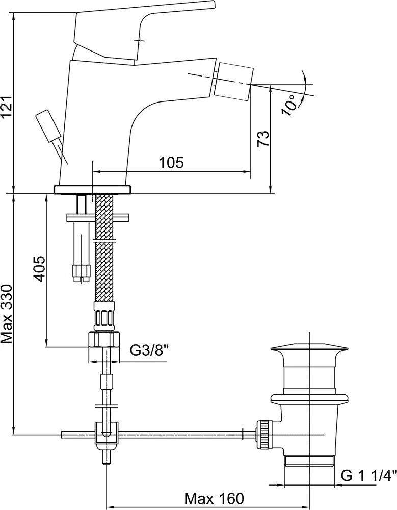 Смеситель для биде E.C.A Tiera 102110195C1EX черный матовый