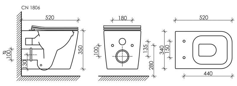 Унитаз подвесной Ceramica Nova Cubic CN1806 белый