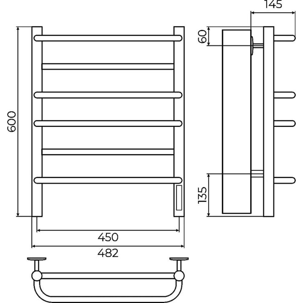 Полотенцесушитель электрический Terminus Евромикс П6 45х60 КС, черный муар