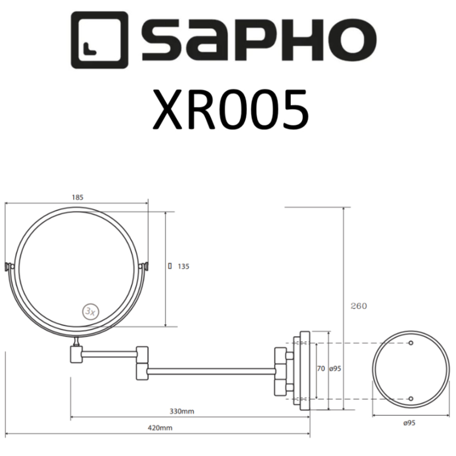 Косметическое зеркало Sapho X-ROUND XR005 хром