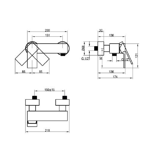 Смеситель для ванны с душем Villeroy & Boch Classic TVS10130100061 хром