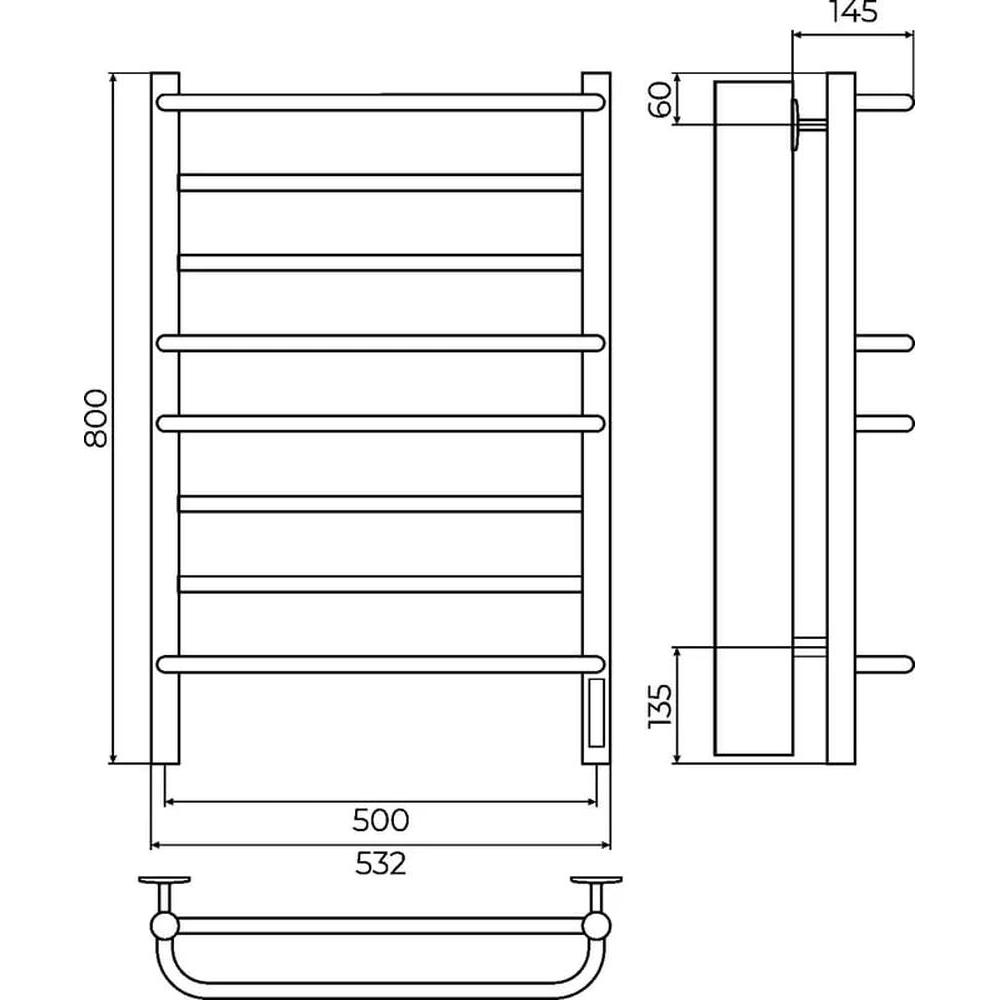 Полотенцесушитель электрический Terminus Евромикс П8 50х80 КС 903, белый матовый