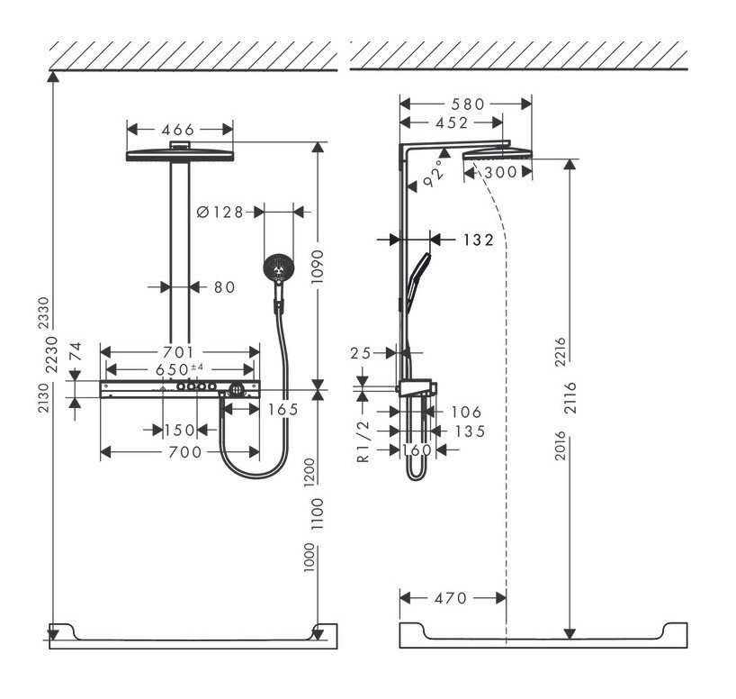 Душевая стойка Hansgrohe Rainmaker Select 27109400 хром;белый