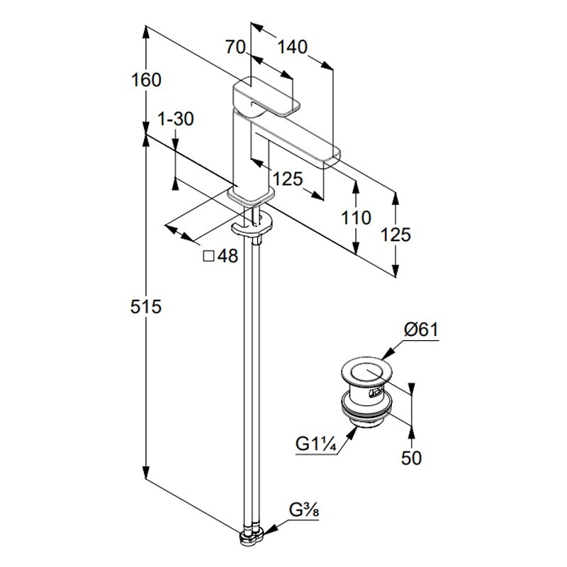Смеситель для раковины Kludi Renon 422883975 черный матовый