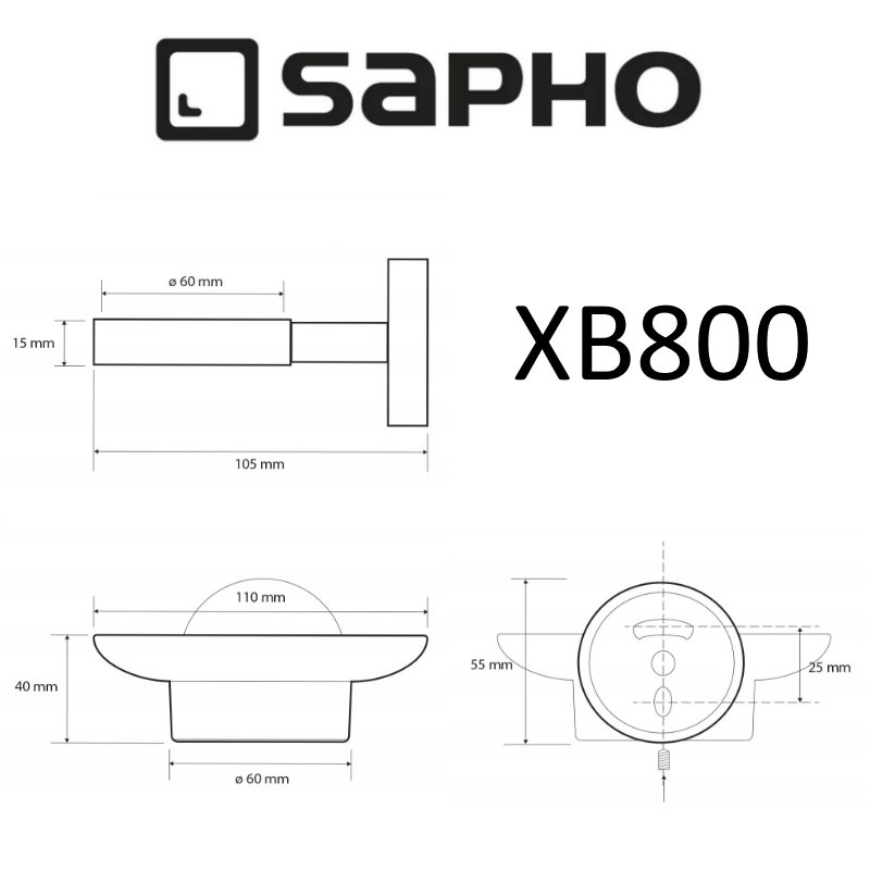 Мыльница Sapho X-ROUND BLACK XB800 черный