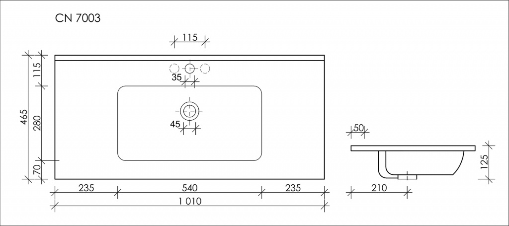 Раковина накладная 101см Ceramica Nova Element CN7003 белый