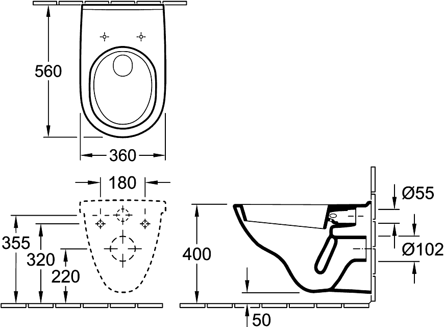 Унитаз Villeroy&Boch O Novo 5660 1001 подвесной без сиденья
