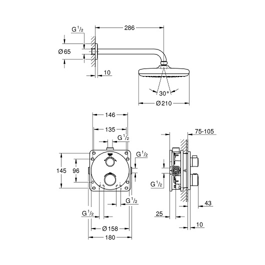 Встраиваемая душевая система Grohe Grohtherm 34726000 хром