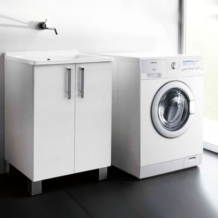 Тумба с раковиной Kerasan Aquadom 60 для постирочной Белая