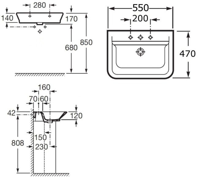 Раковина подвесная 55см Roca The Gap 327475000 белый