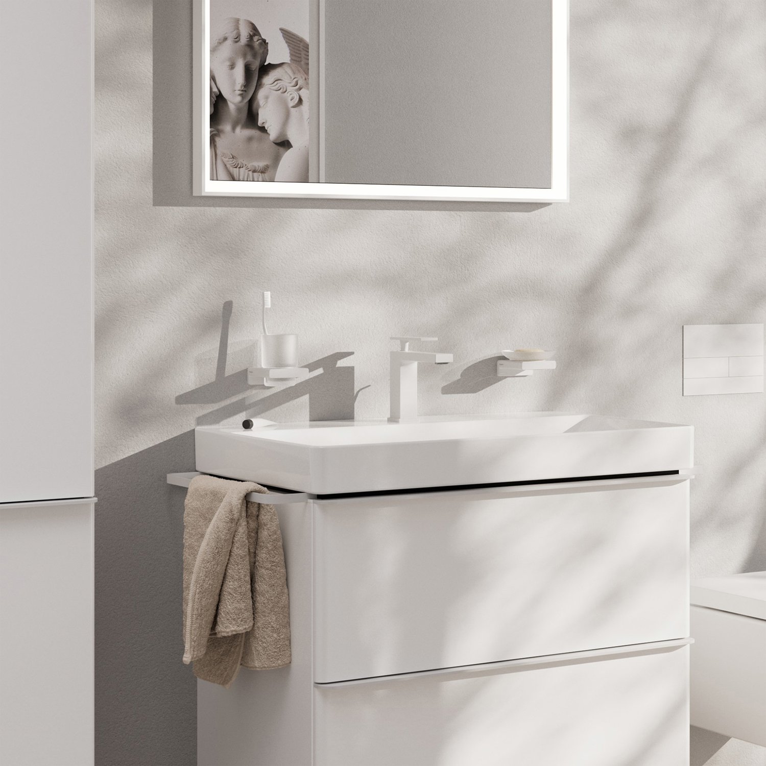 Смеситель для раковины Hansgrohe Tecturis E 73010700 белый матовый