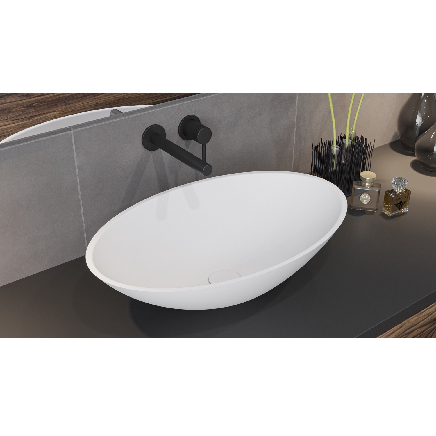 Умывальник WHITECROSS Aquamarine 56x35 (белый мат) иск. камень