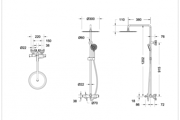 Душевая стойка Bravat Waterfall SS F639114C-A5-RUS хром
