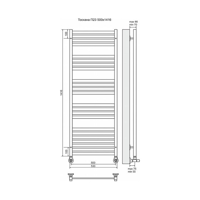 Полотенцесушитель водяной Terminus Тоскана П23 500x1416
