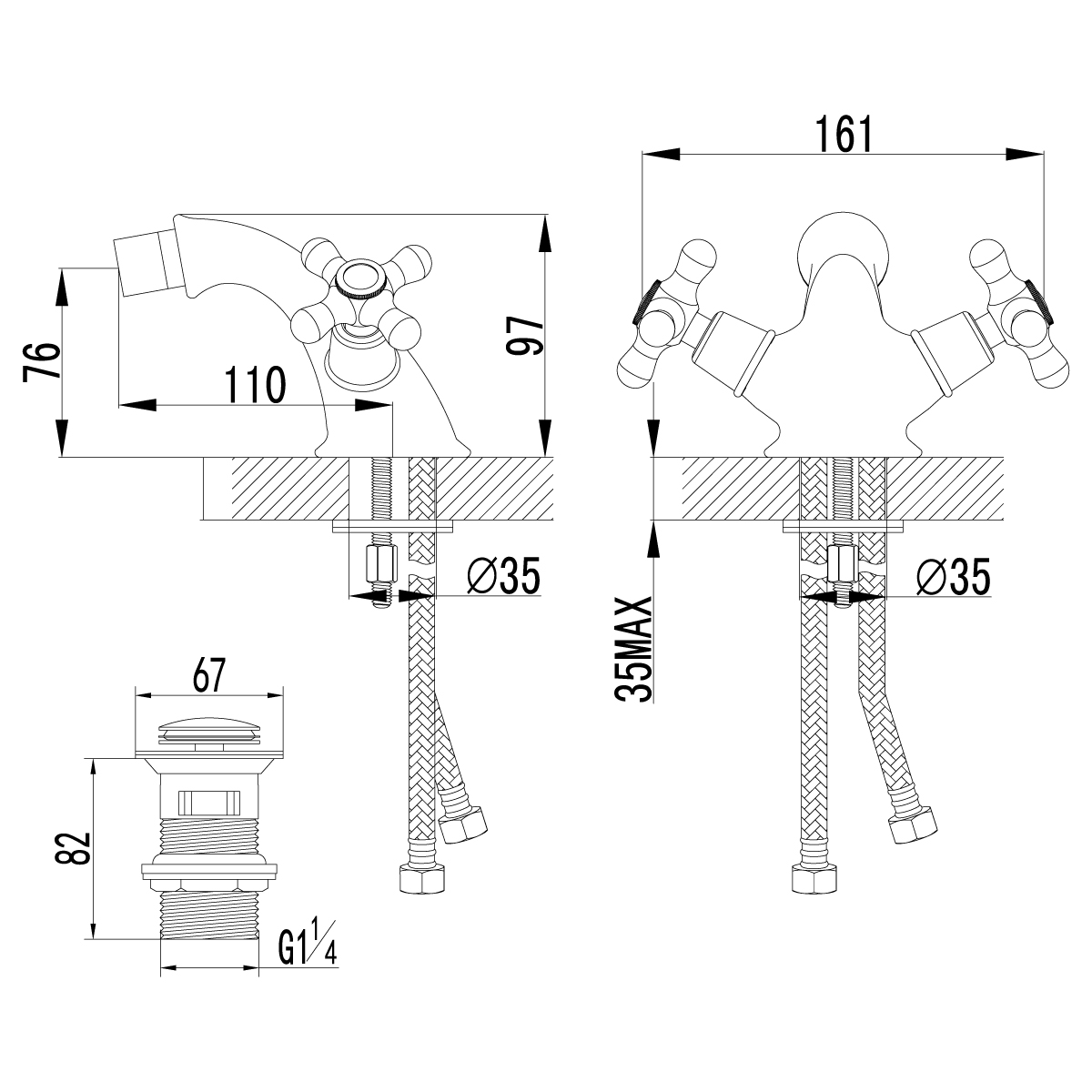 Смеситель для биде Lemark Vintage LM2808B бронза