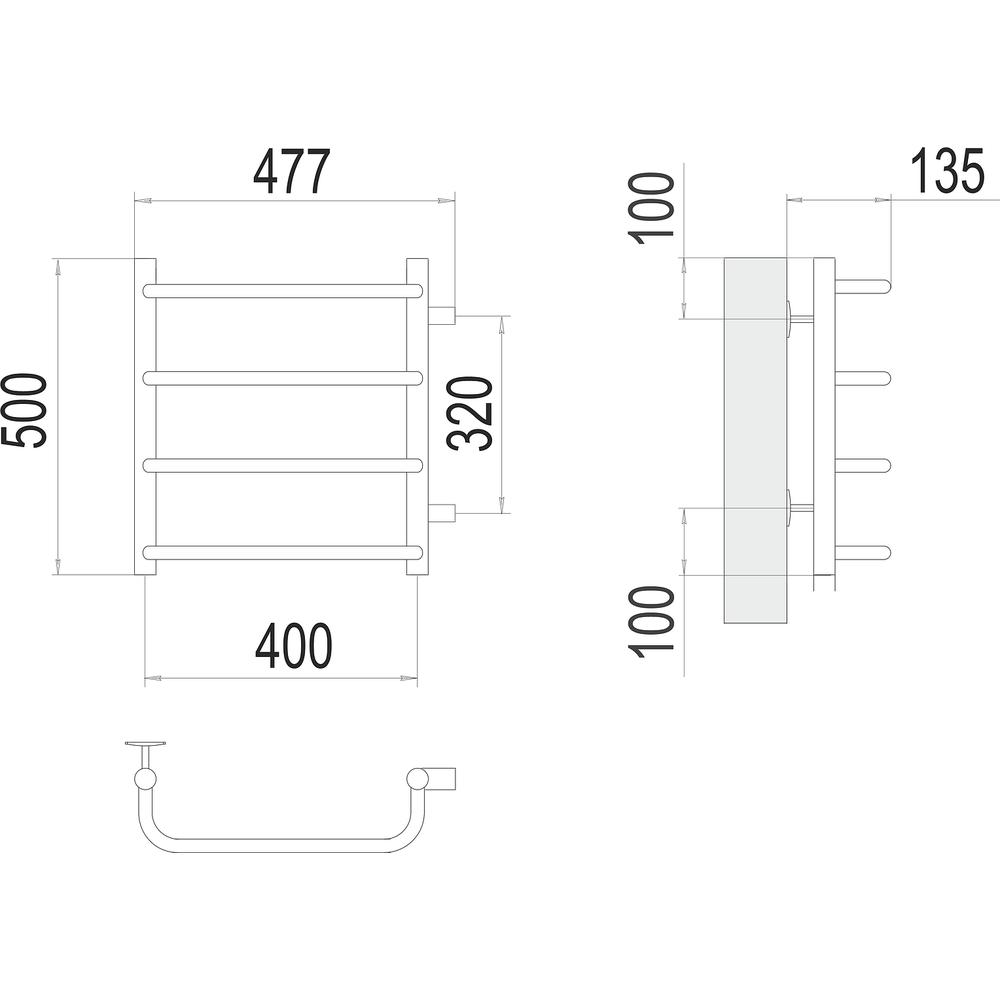 Полотенцесушитель водяной (боковое подключение) Terminus Стандарт П4 40х50