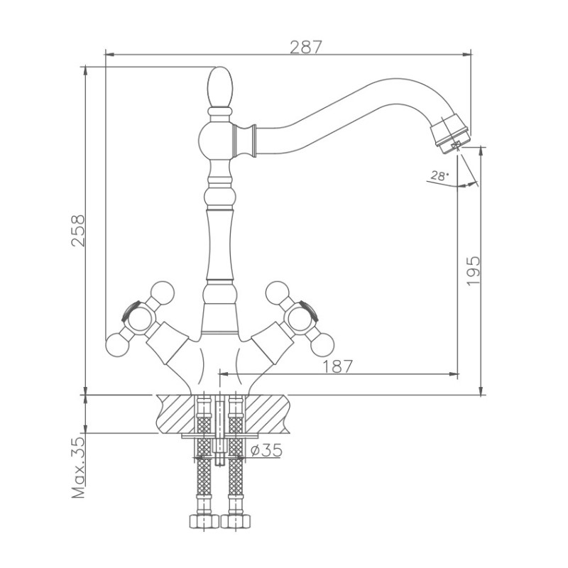 Смеситель для кухни Haiba HB4419-4, бронза