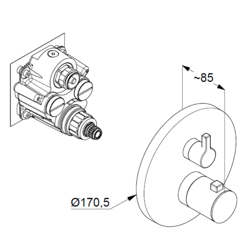 Термостат для душа Kludi Nova Fonte 208353915 черный матовый