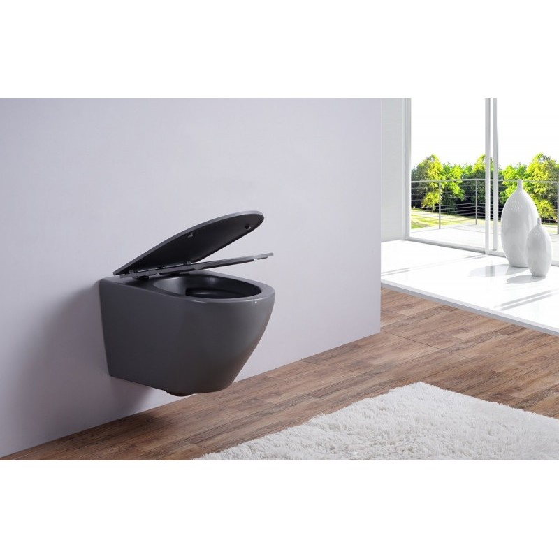 Унитаз подвесной Esbano AZALEA серый матовый, с сиденьем микролифт