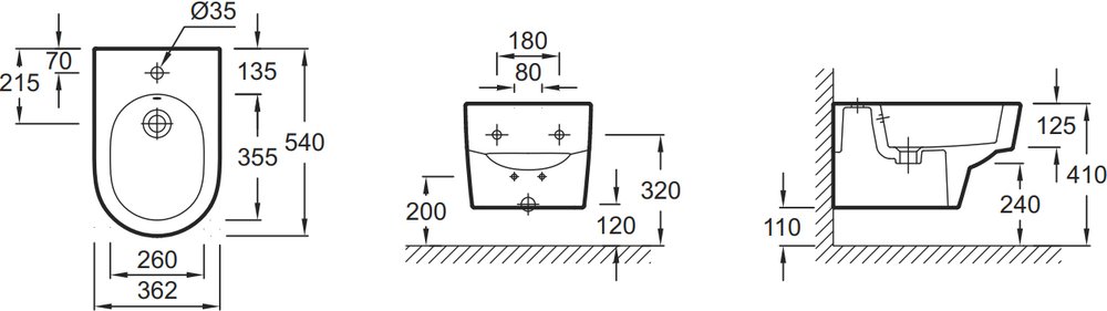 Биде подвесное Jacob Delafon Odeon Rive Gauche EMG0002-00
