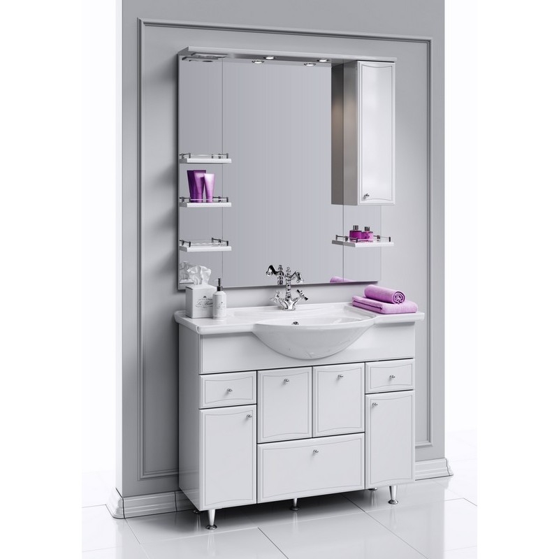 Зеркальный шкаф Aqwella Барселона 100 Ba.02.10 с подсветкой Белый