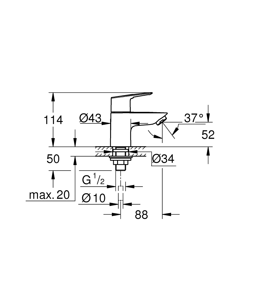 Кран для раковины Grohe BauLoop New 20422001 хром