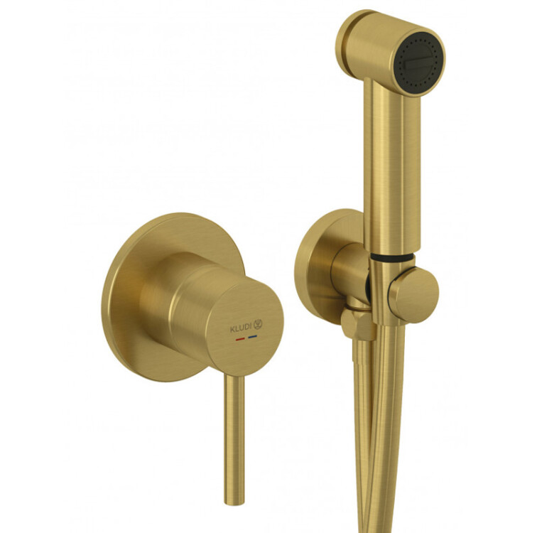 Гигиенический душ со смесителем Kludi Bozz 38998N076 золото матовое