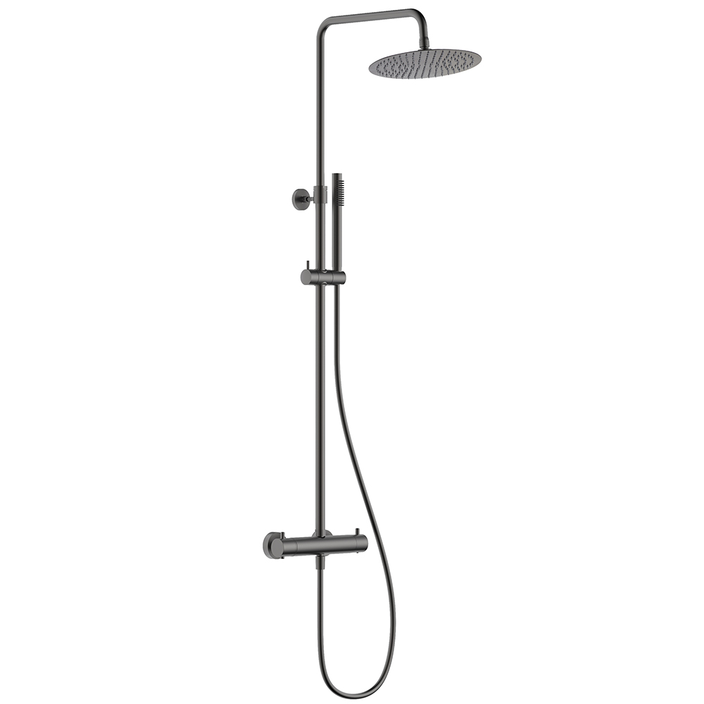 Душевая стойка с термостатом AQUAme AQM8006GM вороненая сталь