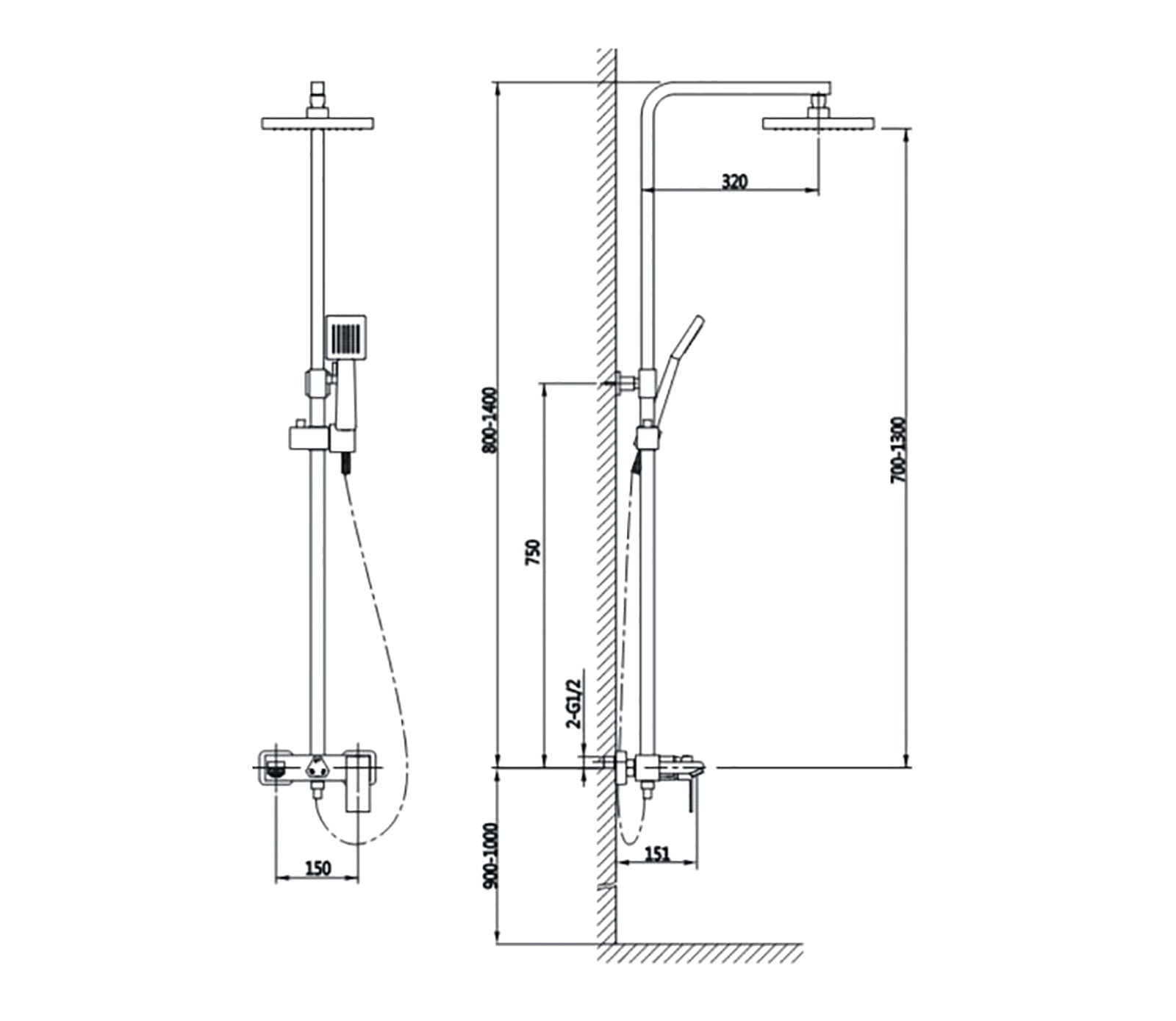 Душевая стойка Timo Briana SX-7130/03 черный матовый