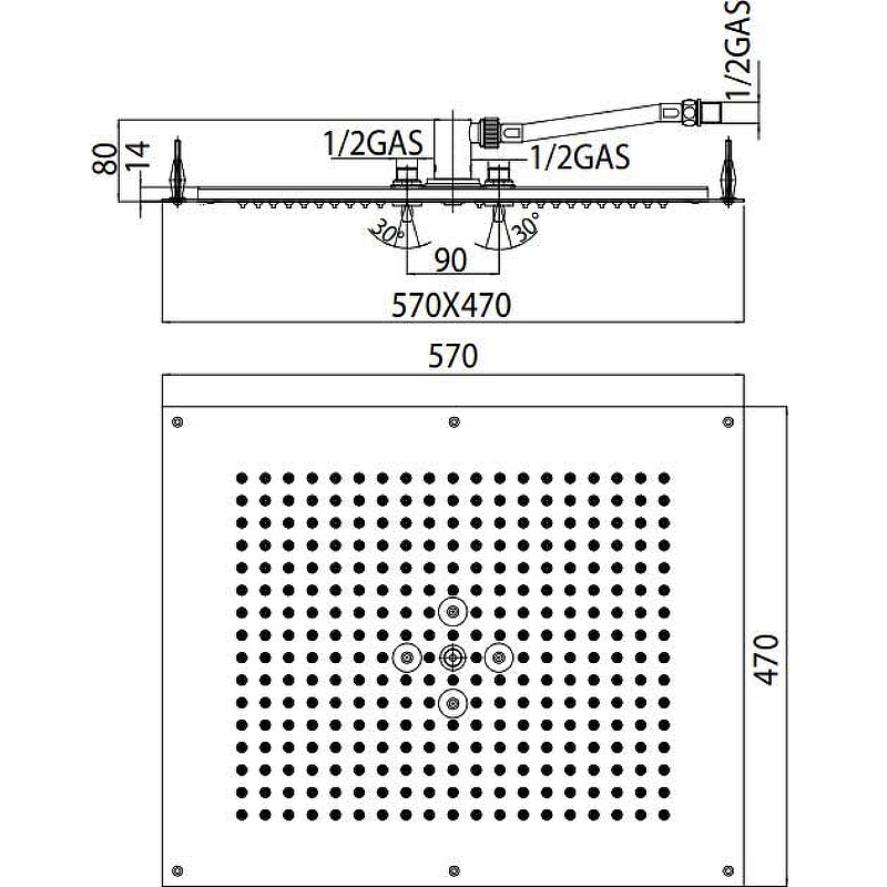 Верхний душ Bossini Dream H38657.030 хром