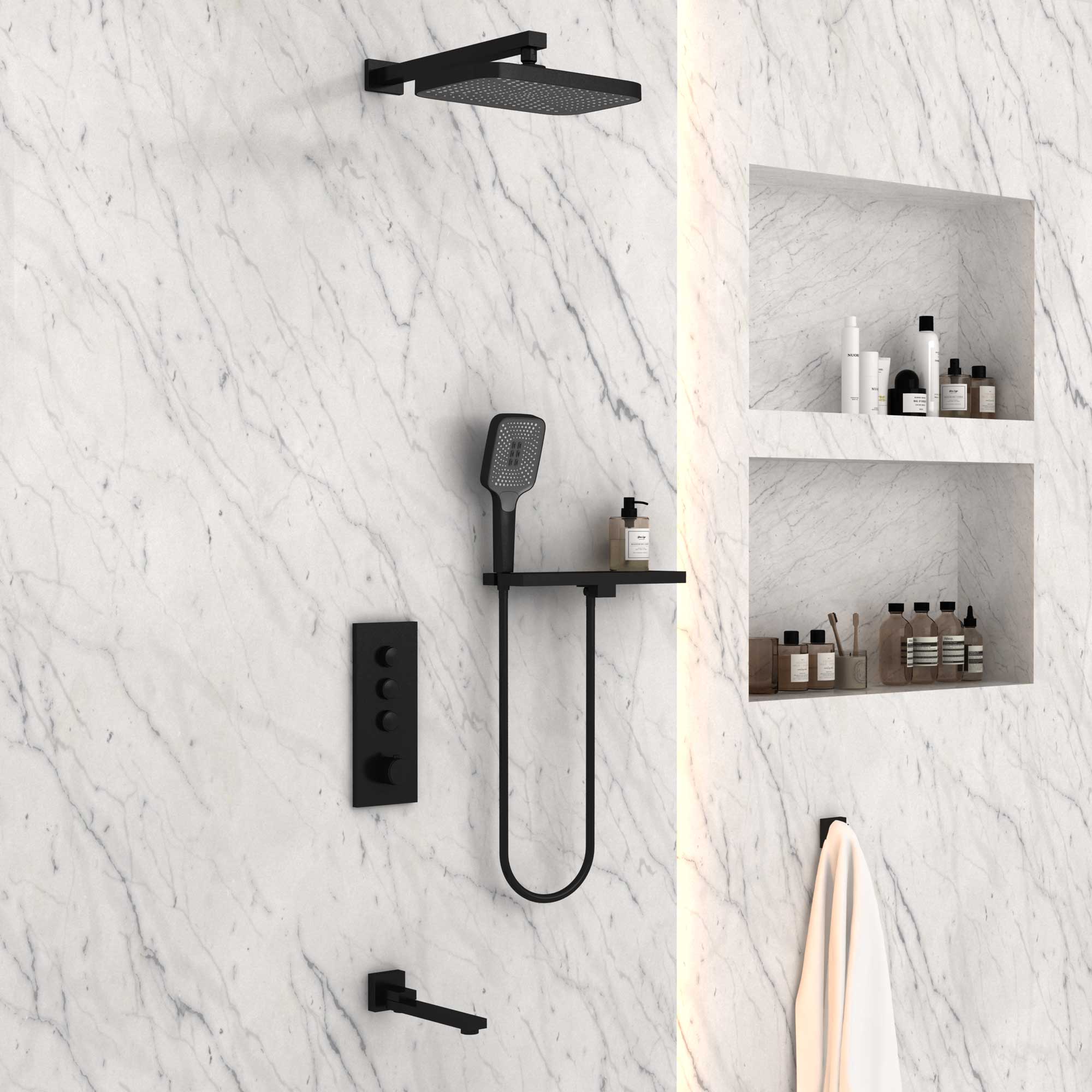 Душевой комплект Vincea VSFW-431T1RMB встраиваемый, термостатический, 3 режима, черный