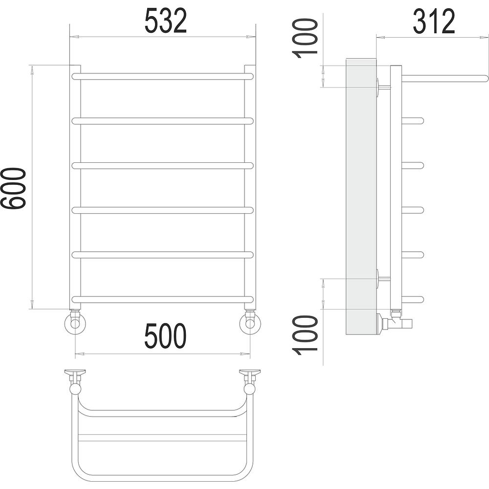 Полотенцесушитель водяной с полкой Terminus Полка П6 50х60
