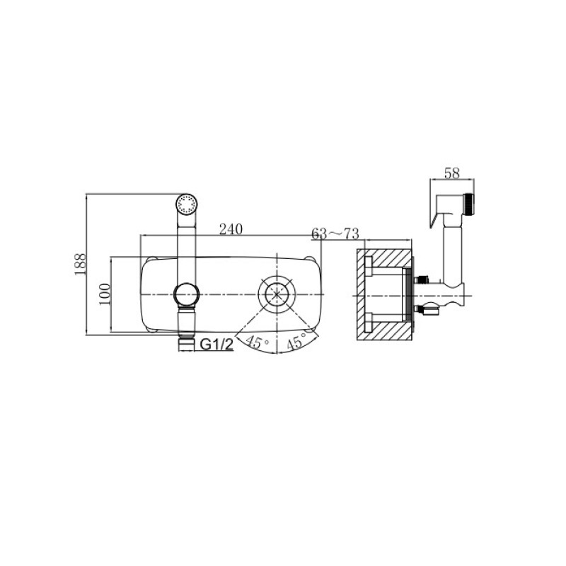 Гигиенический душ со смесителем D&K Bayern DA1484501, хром