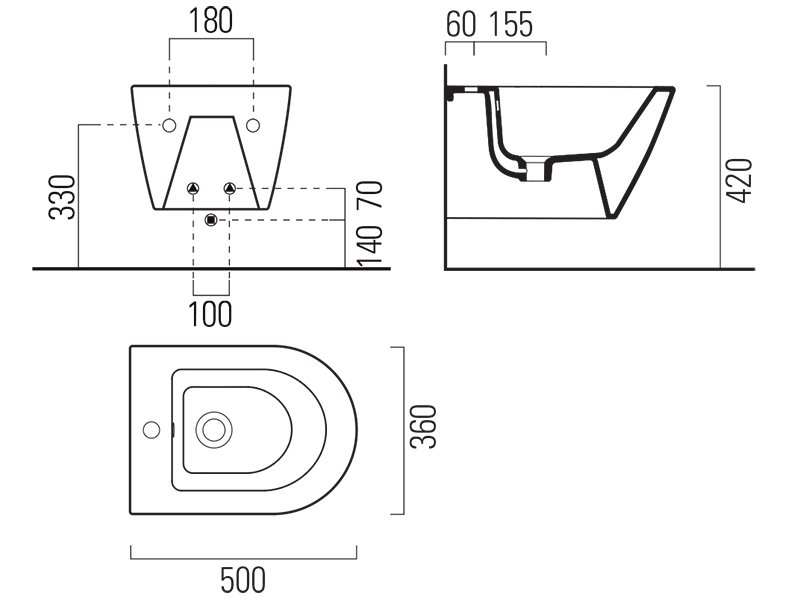Биде подвесное GSI Kube X 9464111 белый