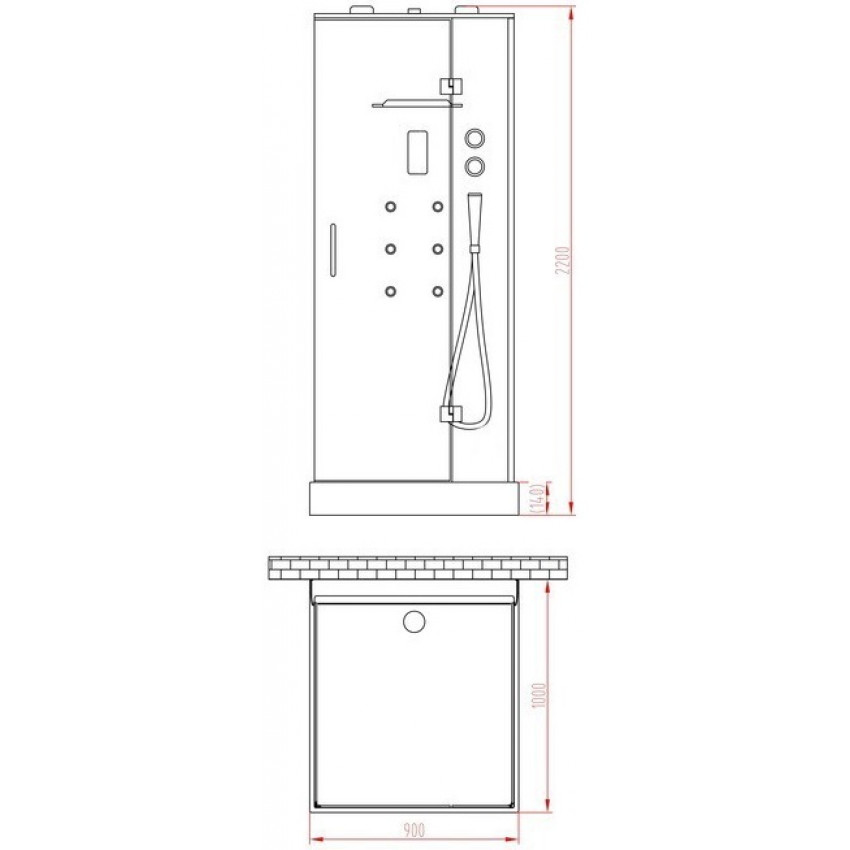 Душевая кабина Orans 8612000 100x90x220 профиль белый, стекло прозрачное