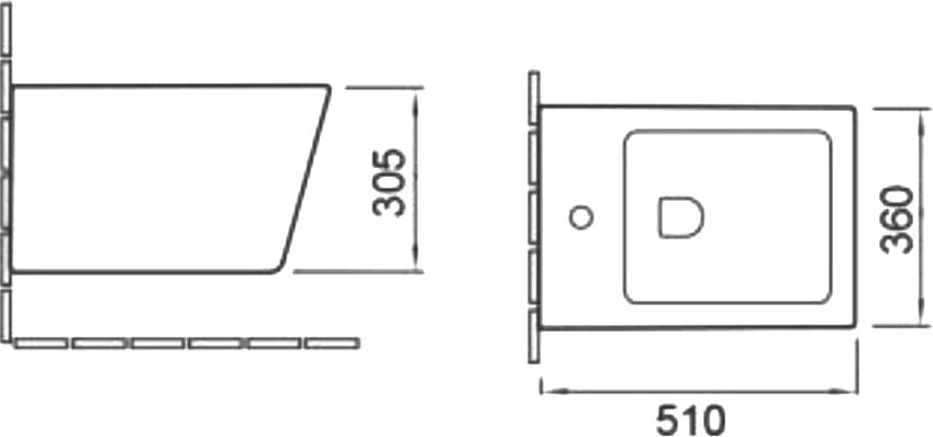 Биде подвесное SantiLine SL-50 прямоугольное, черное, матовое