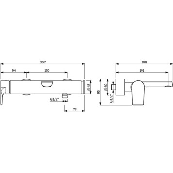 Смеситель для ванны с душем Villeroy & Boch Liberty TVT10700100061 хром