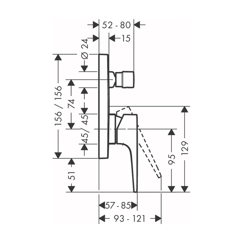 Смеситель для ванны с душем Hansgrohe Metropol 32545000 хром