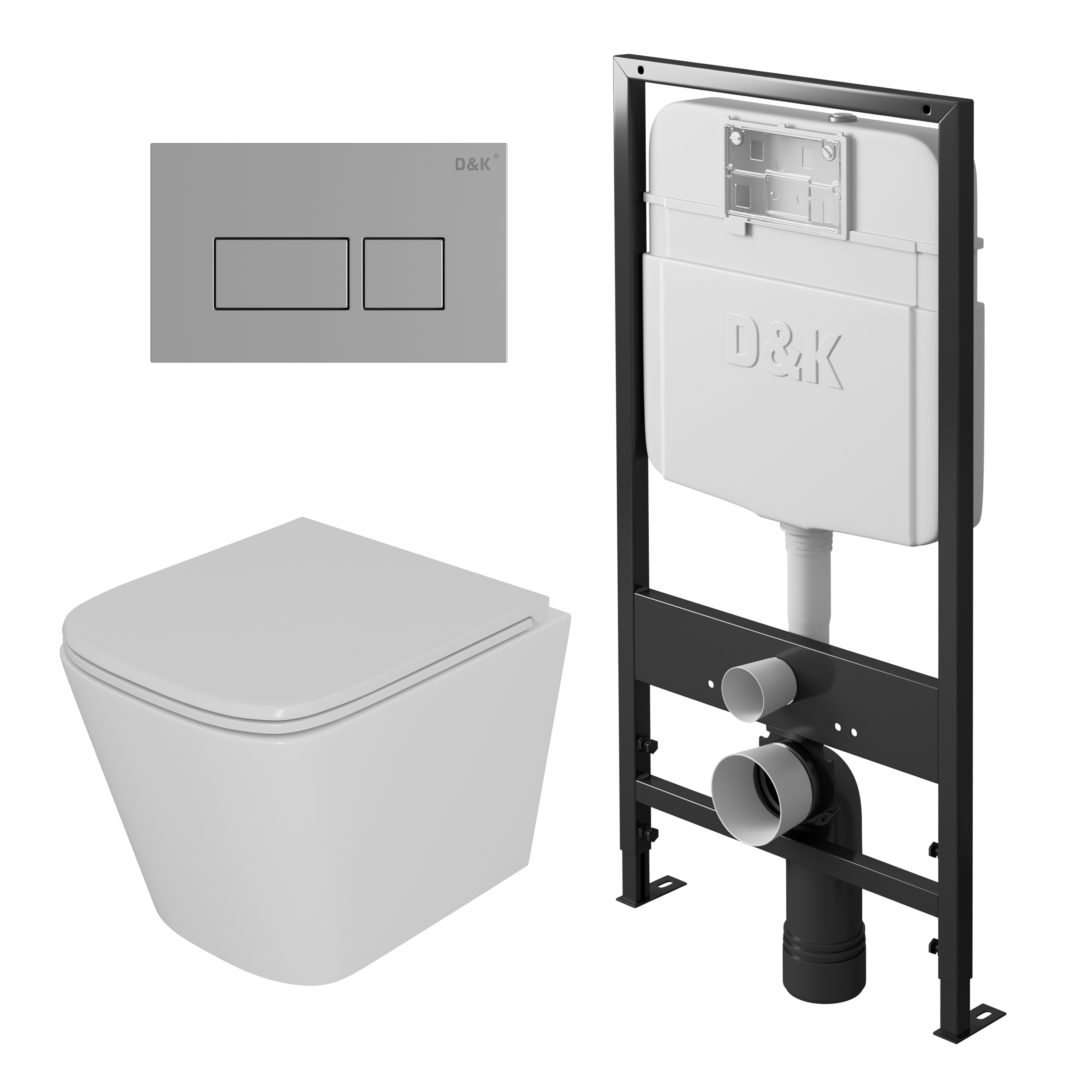 Комплект (инсталляция + унитаз + клавиша смыва) D&K Berlin DS1431605 белый