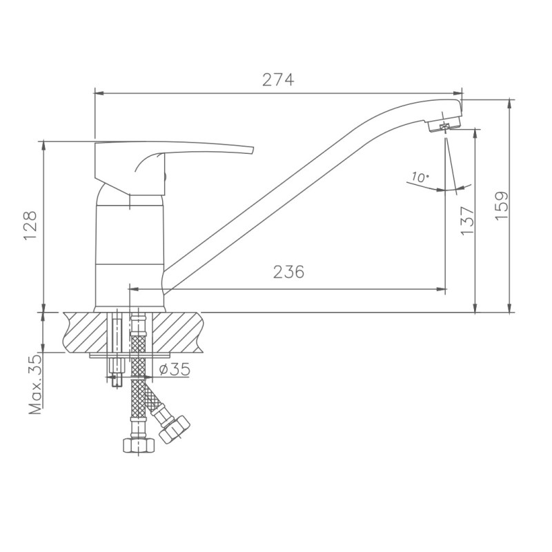 Смеситель для кухни Haiba HB4265, хром